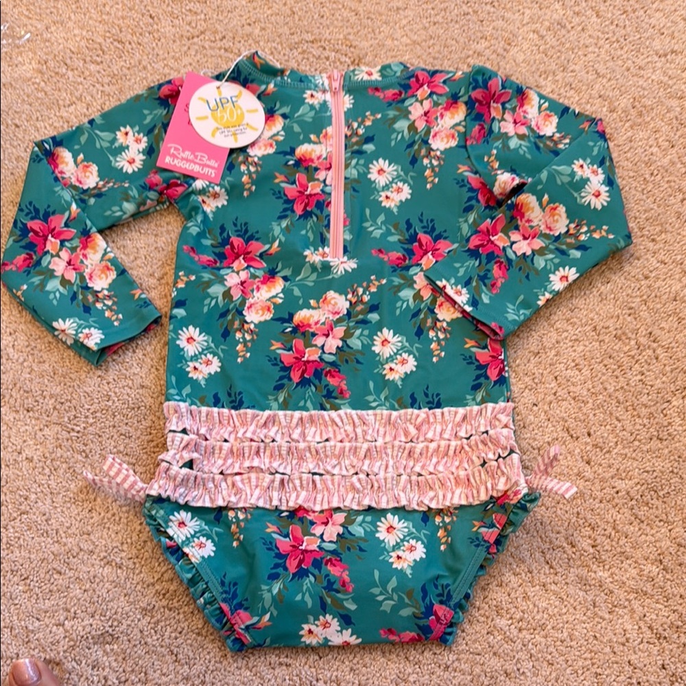 NEW Ruffle Butts Floral Rashguard Swimsuit - Picture 5 of 6